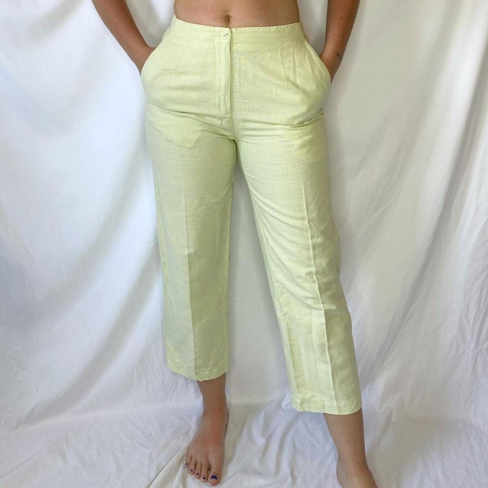 LIZ CLAIBORNE Lime green linen dress pants